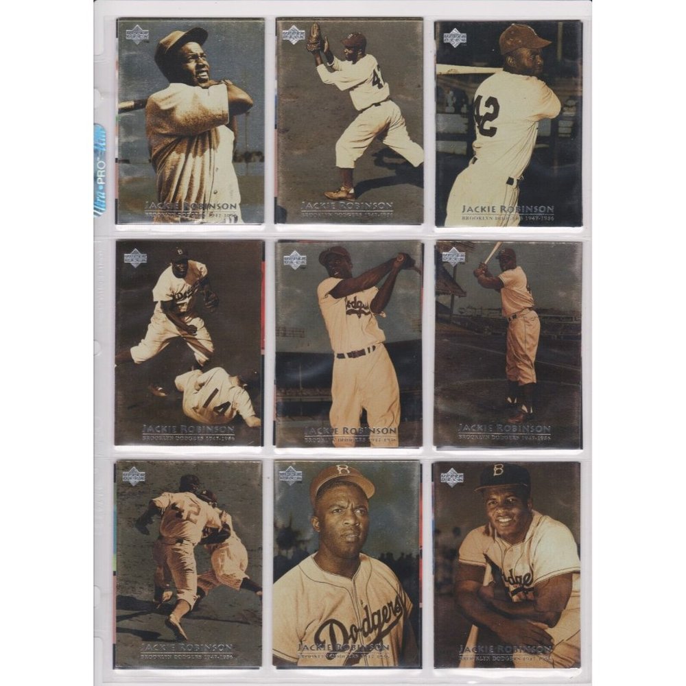 Vintage Jackie Robinson Upper Deck MLB Baseball Trading Card Lot of (9) Brooklyn